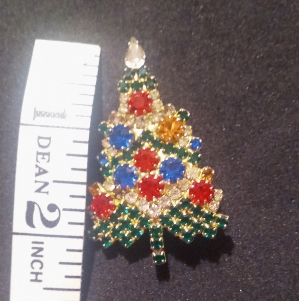 Mid Century Eisenberg Ice Rhinestone Christmas Tree Brooch
